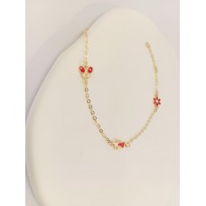 Παιδικό Βραχιόλι Χρυσό 9Κ - Πεταλούδα, Κορίτσι & Λουλούδι (KID143)